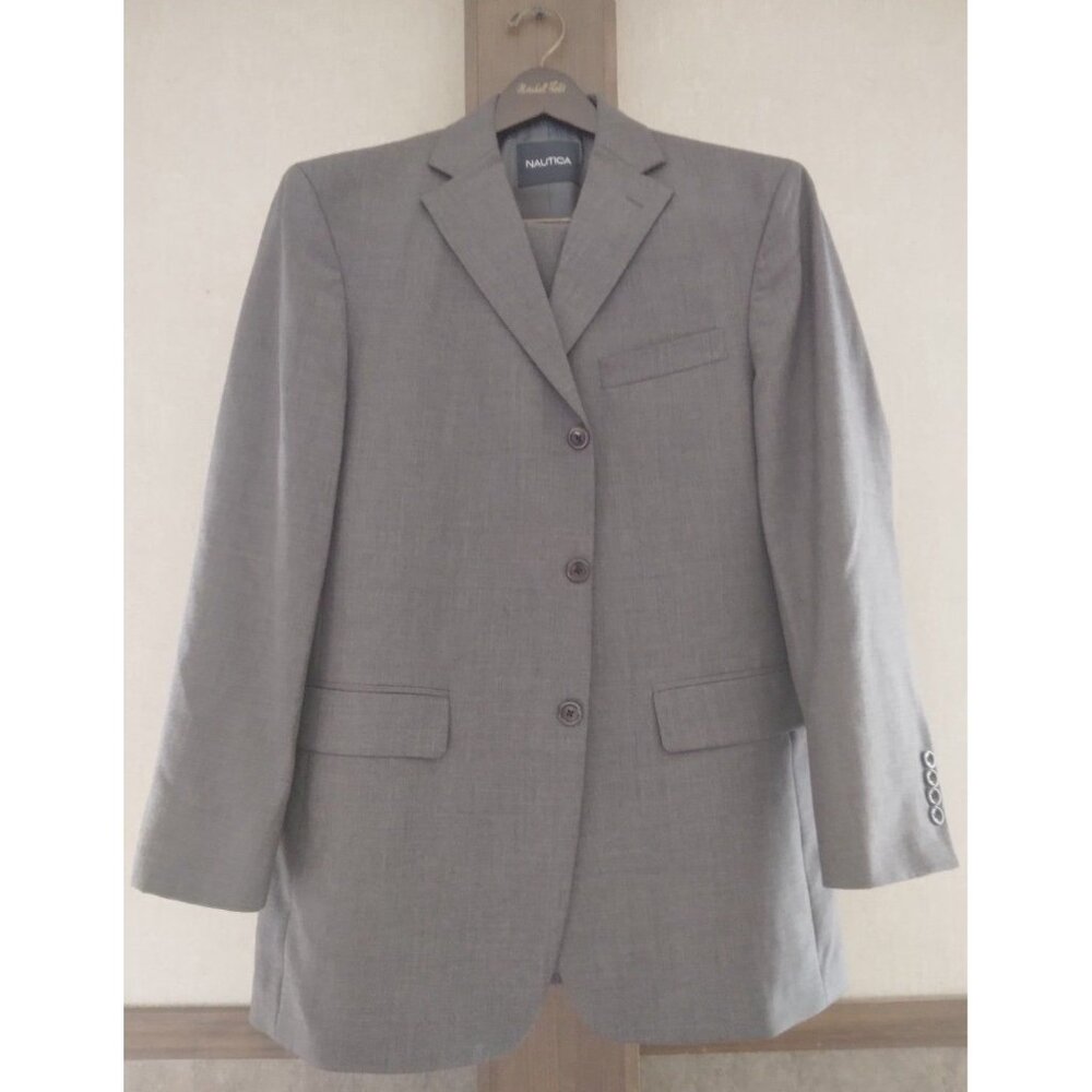 VTG Suit 100% Wool Blazer Pants 40R 32X32 Nautica Marshall Fields Grey